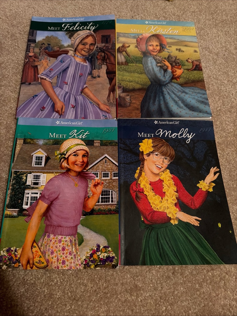 Lot of 4 American Girl paperback books Felicity, Kirsten, Kit, and Molly #1